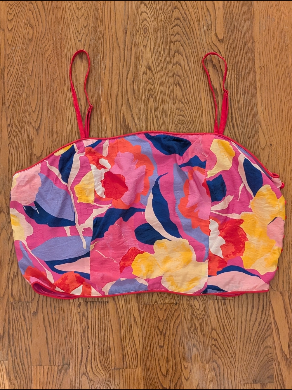 TCEC Pink Floral Colorful Patterned Cropped Tank Top